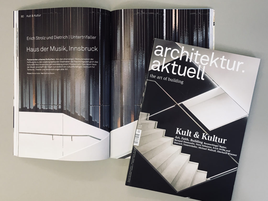 Presse: Architektur Aktuell 12/2018 mit Haus der Musik Innsbruck